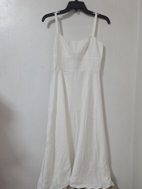 White Spaghetti Strap Midi Dress Small